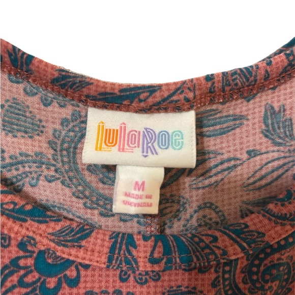 Comfy LulaRoe Carly Dress Pink with Turquoise Paisley Short Sleeve Women’s M - Picture 3 of 4